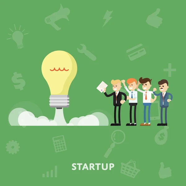 Les entrepreneurs maintiennent le concept de lancement de start-up — Photo