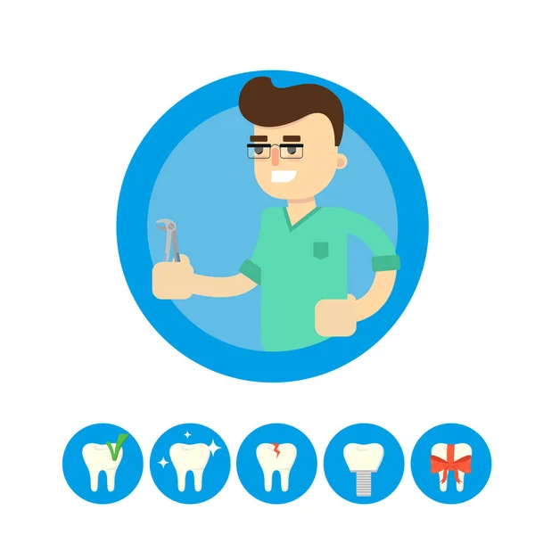 Стоматолог з зубом, растрова ілюстрація — стокове фото