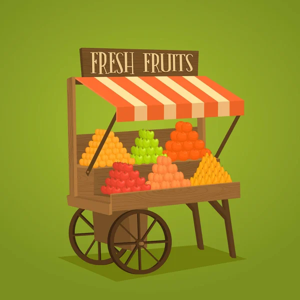 Straat winkel op wielen met groenten en fruit — Stockfoto