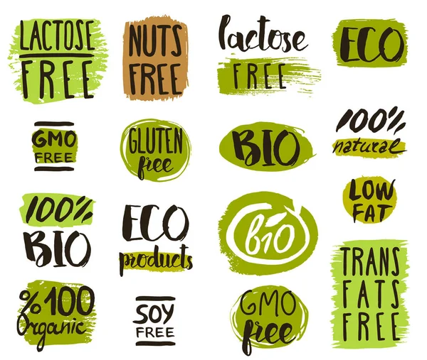 Étiquettes, éléments et logo alimentaires biologiques — Photo