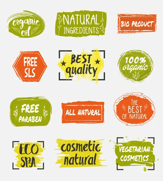 Bio és természetes kozmetikai termék Címkék — Stock Fotó