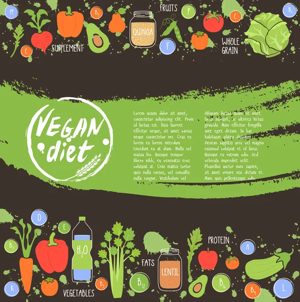 Vegan diet healthy food background, raster
