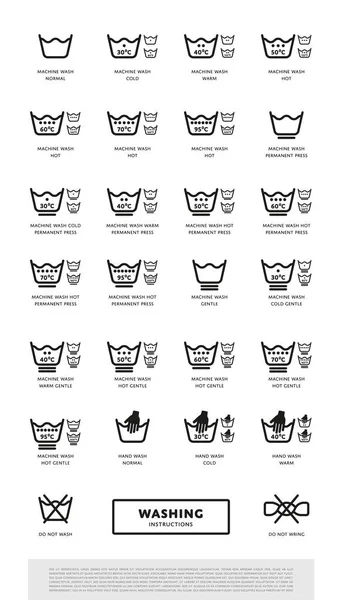 Lavandería símbolos de lavado icono conjunto —  Fotos de Stock