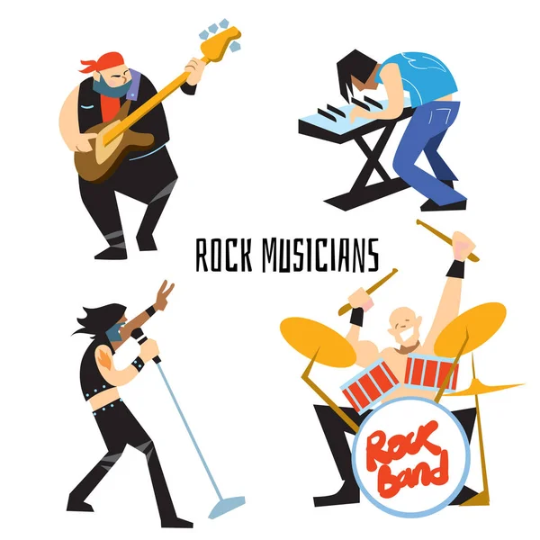 Ομάδα μουσικής Rock μπάντα με μουσικούς — Διανυσματικό Αρχείο