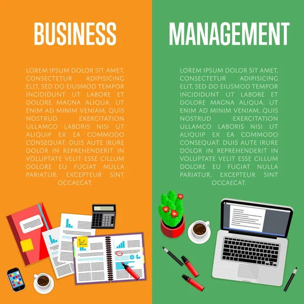 Business management flygblad. Ovanifrån arbetsyta — Stockfoto