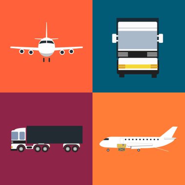Ticari kargo taşımacılık Icons set