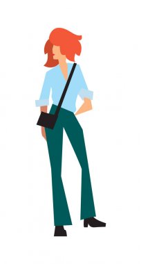 Şık moda kız pantolon ve gömlek