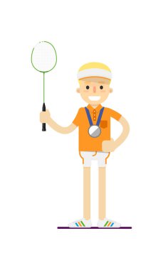 Raket ile gülümseyen tenis oyuncusu