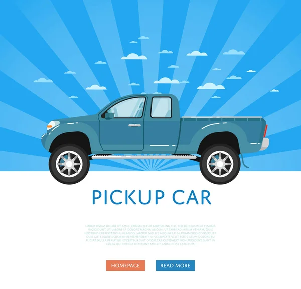 Websiteontwerp met pick-up truck — Stockvector