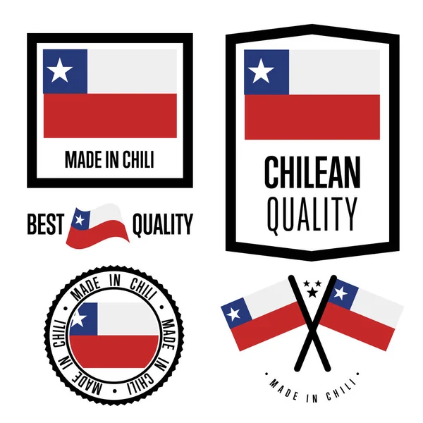 Set de etiquetas de calidad de chile para mercancías — Archivo Imágenes Vectoriales
