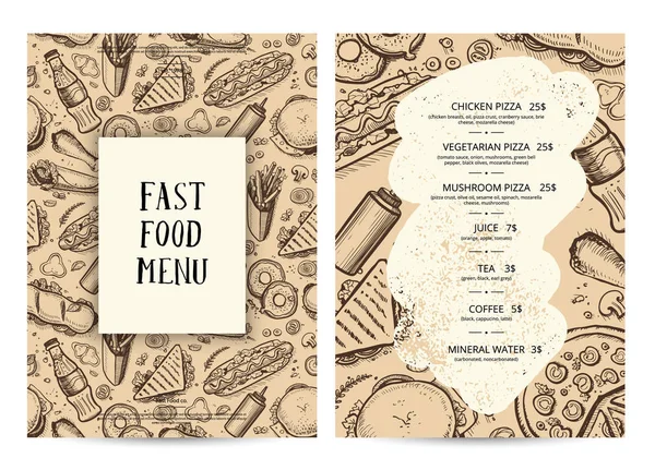 餐厅的食物菜单字体设计模板 — 图库矢量图片