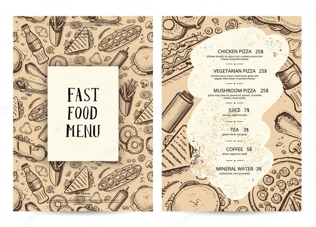 Restaurant food menu typography template