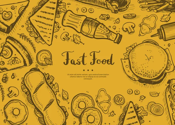 Fast Food Retro Restaurant Speisekarte Abdeckung — Stockvektor