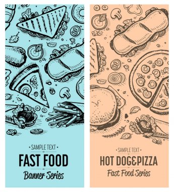 Fast food vintage reklam seti