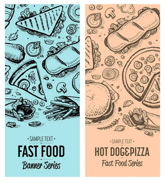 Set de publicidad vintage de comida rápida — Vector de stock