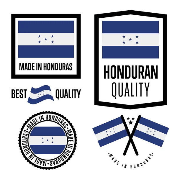 Juego de etiquetas de calidad Honduras para mercancías — Archivo Imágenes Vectoriales