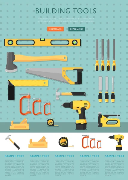 Modelo de site de ferramentas de construção para loja —  Vetores de Stock