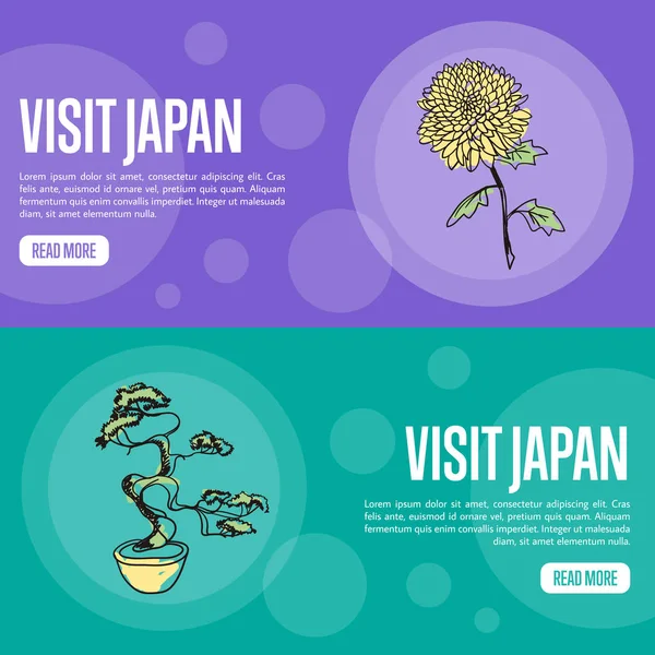 Visita Japón Travel Company Landing Page Template — Vector de stock