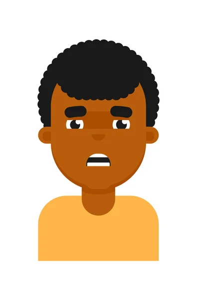 Siyah erkek avatar kızgın yüz ifadesi — Stok Vektör