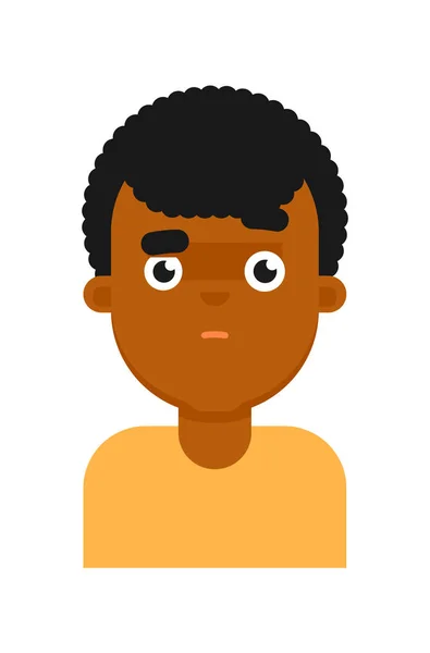 Expressão facial surpresa de avatar menino preto — Vetor de Stock