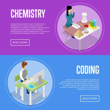 Chemistry and informatics studying at school clipart