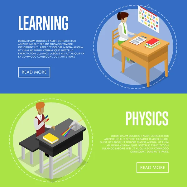 Fysik och språk studerar i skolan — Stock vektor