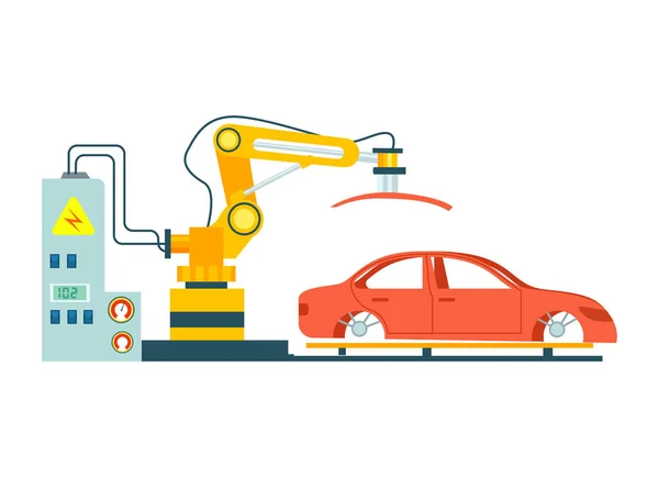 Moderno trasportatore per il montaggio di automobili — Vettoriale Stock