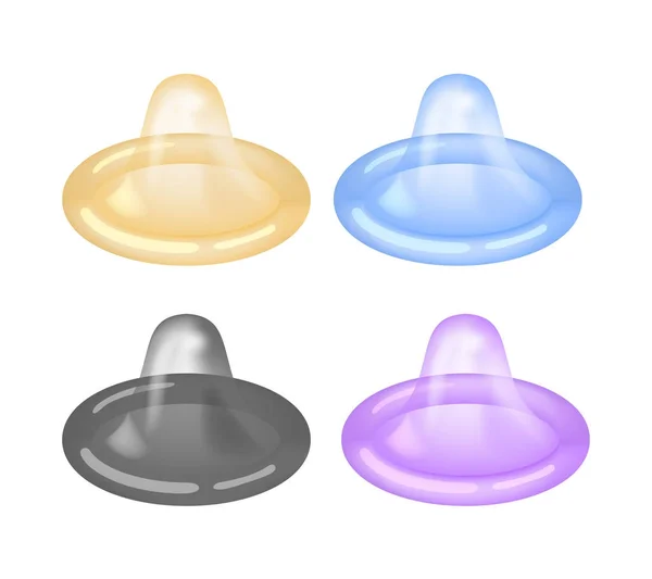 Färgglada kondomer isolerade vektor ikoner set — Stock vektor