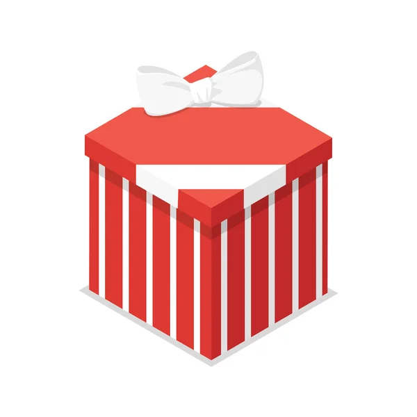 Red closed gift box isometric 3D icon — 스톡 벡터