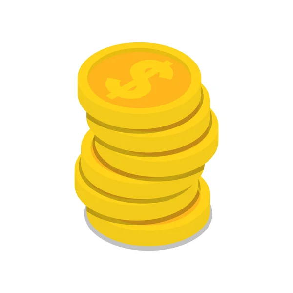 Monete d'oro pila icona isometrica 3D — Vettoriale Stock