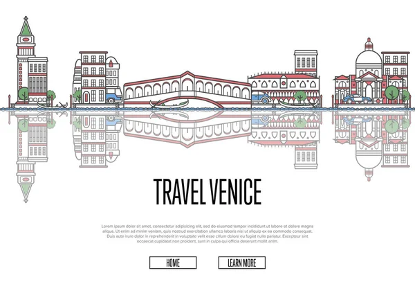 Плакат Путешествия в Венеции в линейном стиле — стоковый вектор