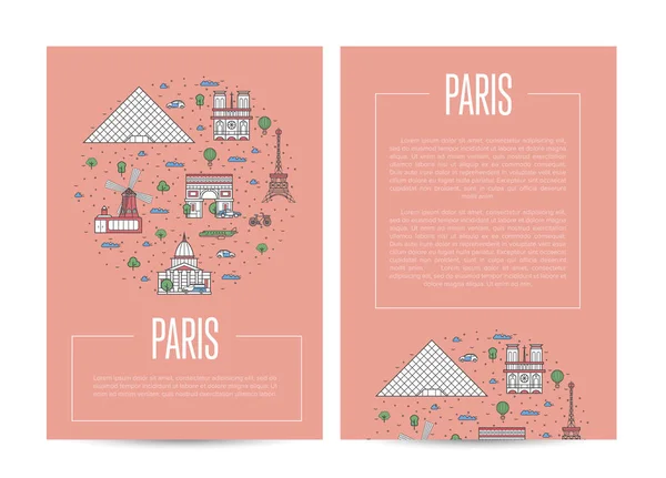 Paris Ville Publicité Itinérante Avec Des Monuments Célèbres Présentation Vectorielle — Image vectorielle