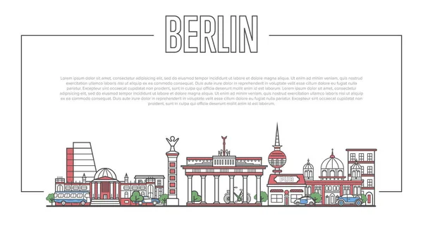Панорама Города Берлина Знаменитой Современной Древней Архитектурой Модном Линейном Стиле — стоковый вектор