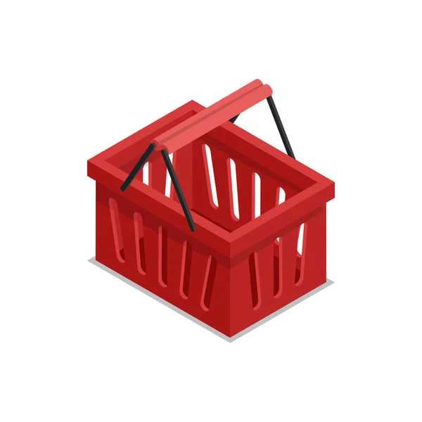 Panier Plastique Rouge Icône Isométrique Illustration Vectorielle Isolée Symbole Supermarché — Image vectorielle