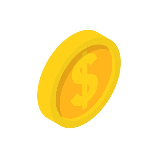 Moneta Oro Con Simbolo Dollaro Icona Isometrica Simbolo Successo Monetario — Vettoriale Stock