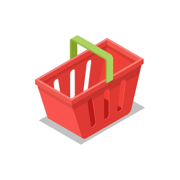 Plastic Shopping Basket Isometric Icon Supermarket Shopping Symbol Retail Distribution — Stock Vector