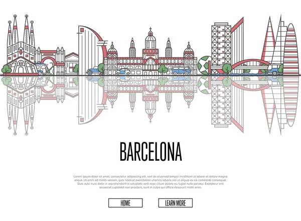 Плакат Travel Barcelona Известными Архитектурными Достопримечательностями Линейном Стиле Испанский Путешествия — стоковый вектор