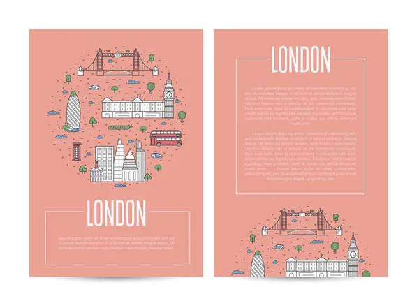 Лондонский Город Путешествует Реклама Известными Памятниками Векторное Планирование Туристических Поездок — стоковый вектор