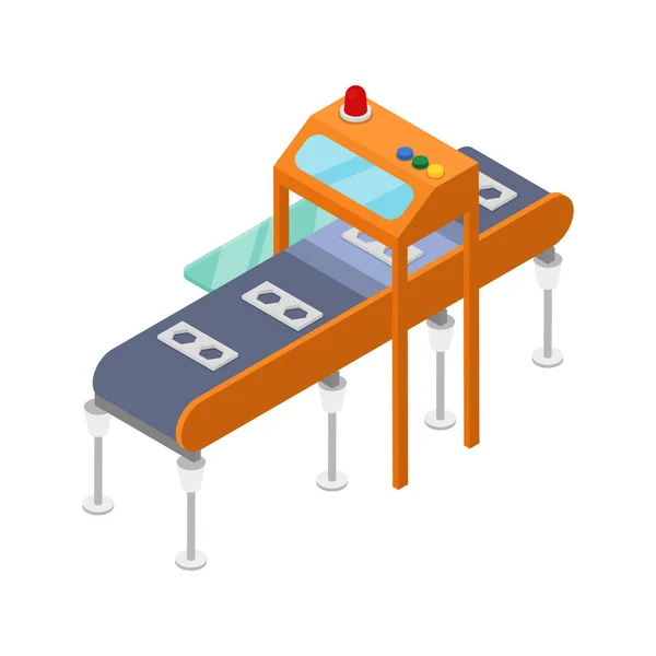 Modern Monteringslinje Isometrisk Ikon Tillverkning Industrivaror Tillverkning Mekaniska Transportörer Illustration — Stock vektor