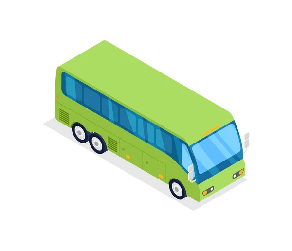 Zielony Autobus Izolowany Izometryczny Ikona Miejski Transport Publiczny Pojazd Miejski — Wektor stockowy
