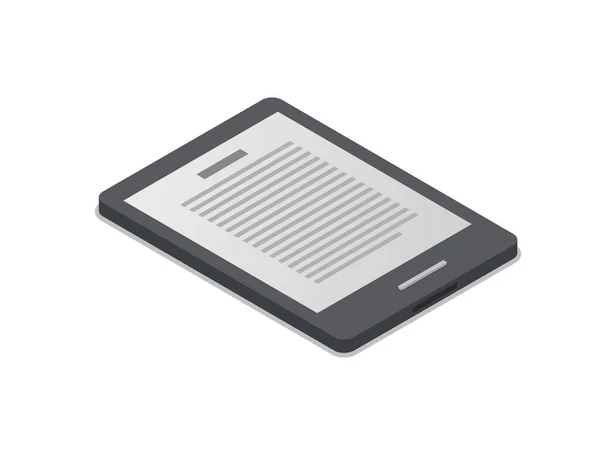 Συσκευή Ebook Ισομετρική Εικόνα Ψηφιακές Τεχνολογίες Κινητό Gadget Υπολογιστών Εικονογράφηση — Διανυσματικό Αρχείο