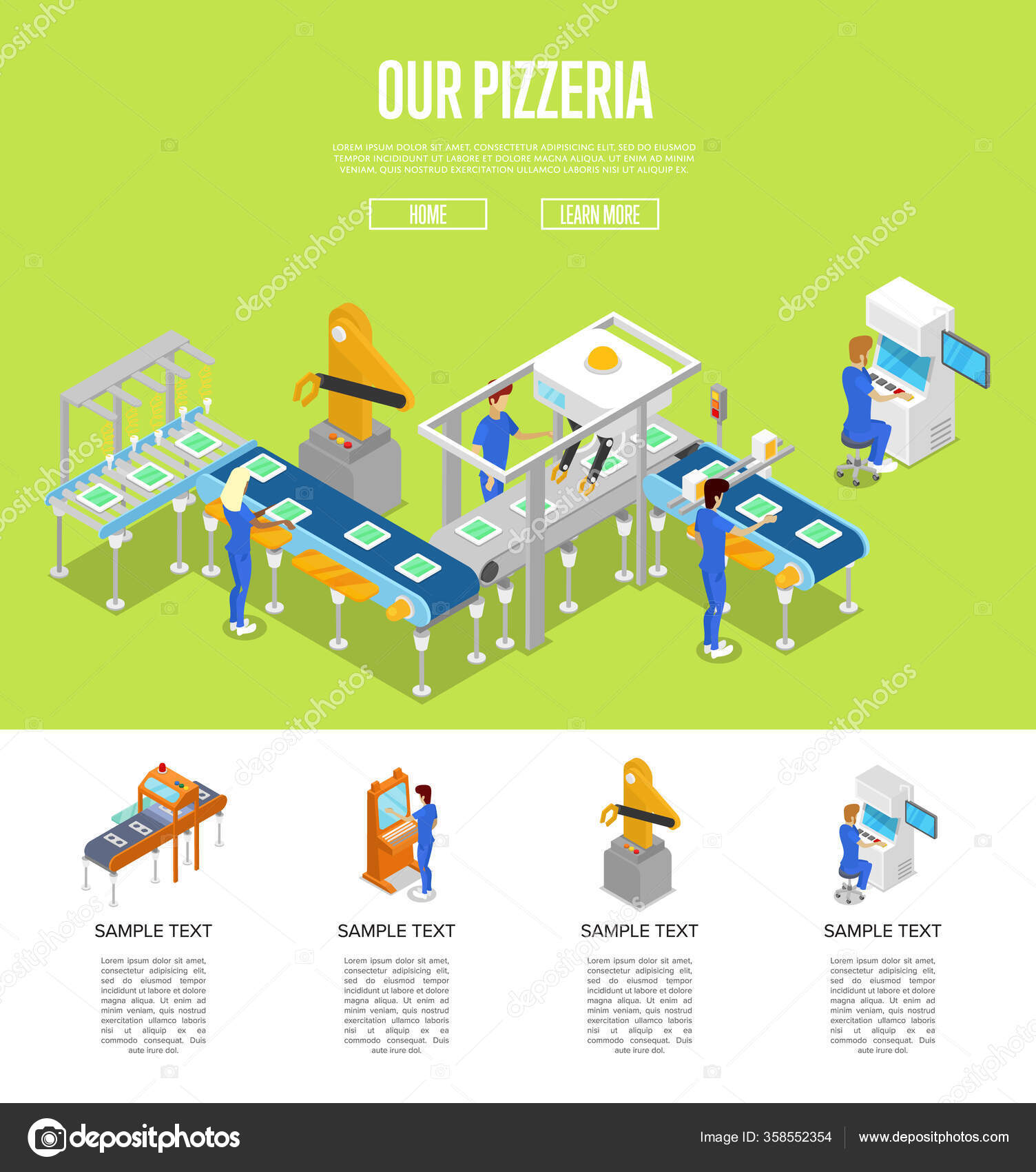 Assembly Line Isometric Poster Industrial Goods Food Production ...