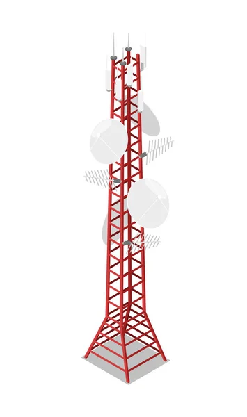 Toren Isometrisch Icoon Digitale Technologieën Omroepapparatuur Apparatuur Voor Netwerkcommunicatie Vector — Stockvector