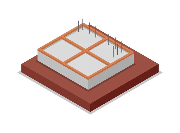 Fundación Casa Vertiendo Ícono Isométrico Etapas Construcción Casa Campo Modelo — Archivo Imágenes Vectoriales