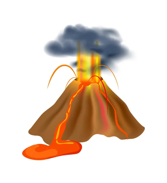 Icono Aislado Erupción Volcánica Desastre Natural Catástrofe Peligro Advertencia Sobre — Archivo Imágenes Vectoriales