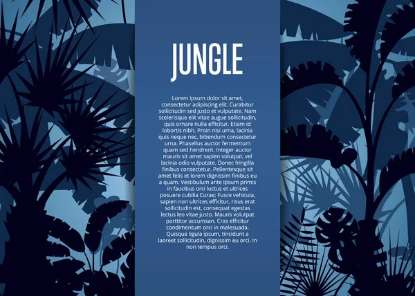 Hluboké Tropické Džungle Vektor Pozadí Prostorem Pro Text Květinová Krajina — Stockový vektor