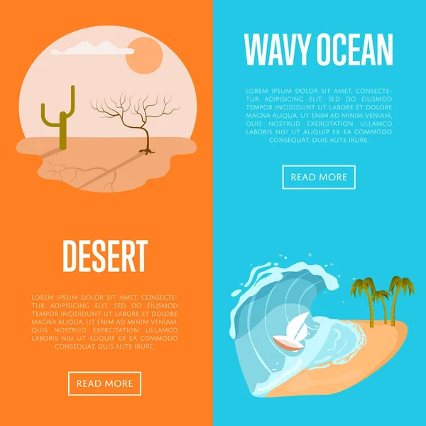 Droogte Woestijn Golvende Oceaan Spandoeken Natuurrampconcept Gevaarlijk Weer Extreem Klimaat — Stockvector