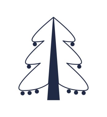 Madalyalı Noel ağacı izole edilmiş vektör ikonu. Mutlu noeller ve mutlu yeni yıl sembolleri.