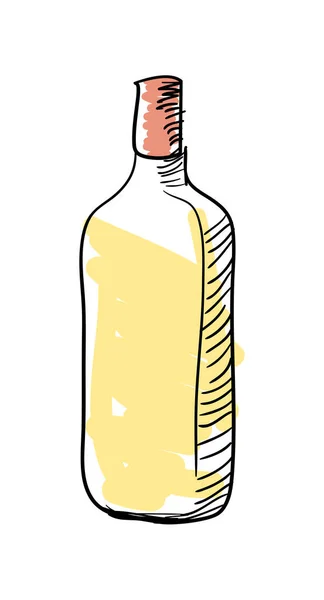 Tequila Láhev Ručně Kreslené Ikony Izolované Bílém Pozadí Vektorové Ilustrace — Stockový vektor