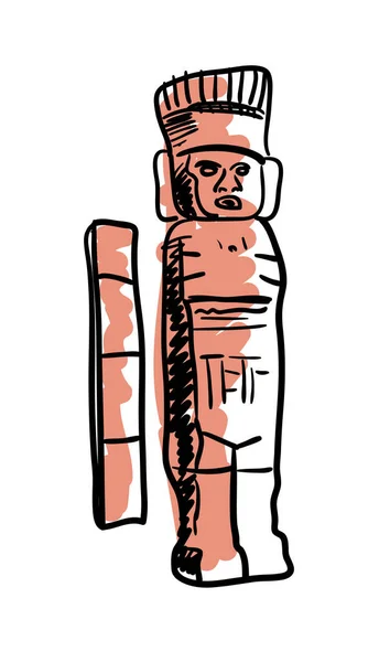 マヤ像の手は白い背景ベクトルのイラストに孤立したアイコンを描いた メキシコの民族文化の要素 伝統的なシンボル — ストックベクタ